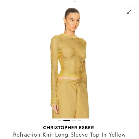 Yellow Sheer Knit Top with under tank - Picture 6 of 13